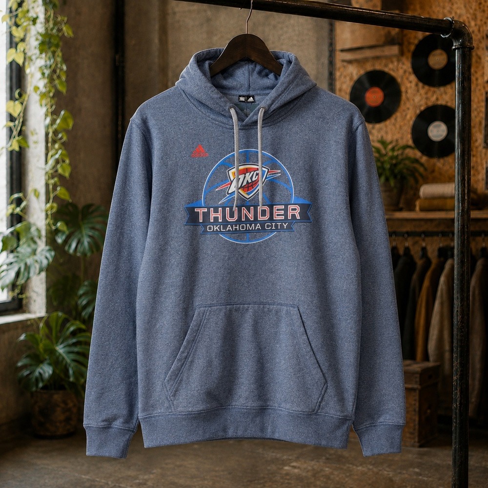 Oklahoma City Thunder Hoodie Adidas Mens 2XL Blue ClimaWarm OKC NBA Basketball